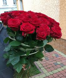 Chic bouquet of red long roses Bouquet of 55 red roses Grand prix