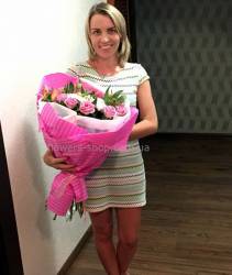 Pink bouquet with roses and alstroemerias for Birthday Beautiful bouquet with delivery to Kharkov