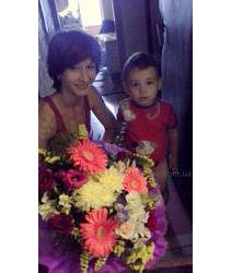 Our constant client with teams delivered bouquet