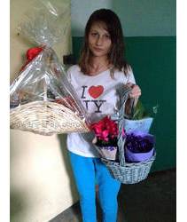 Flowers and candy basket delivered to Zhitomir