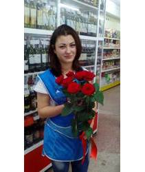 Girl with flowers A bouquet of roses delivered to Dnipro