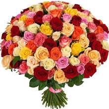 Фото огромного букета из разноцветных роз