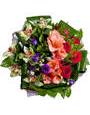 Сборный букет с амариллисами, розами Гран При, эустомами и орхидеями