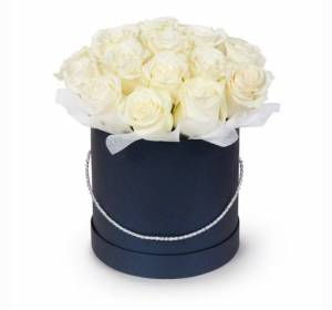 White roses in a hat box