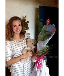 Roses with soft Teddy bear for girls in Pavlograd