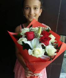 Bouquet with lilies and roses with delivery to the house Send flowers to Sumy