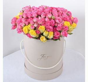 Branch roses in a hatbox