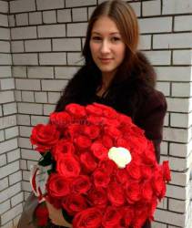Delivery of 101 roses to Odessa 101 Bouquet of red roses with one white rose in the middle