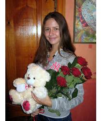 Roses and Bear delivered in Khmelnitsky