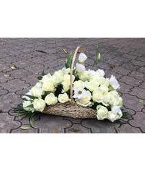 Basket of 51 white roses and eustomy Basket of white roses and Aust in Zaporozhye