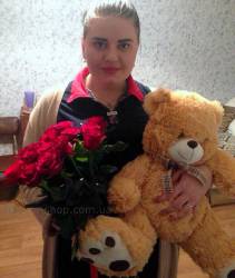 Bouquet of red roses and teddy bear delivered to Vinnitsa Flowers and toys in Vinnitsa