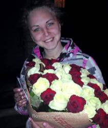 Classic bouquet of 51 roses in floral paper Bouquet of 51 roses delivered to Nikolaev